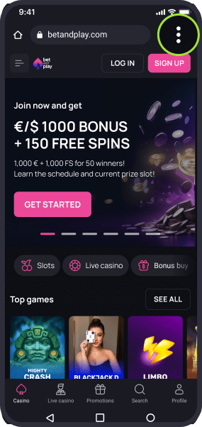 BetandPlay auf Android zum Startbildschirm hinzufügen