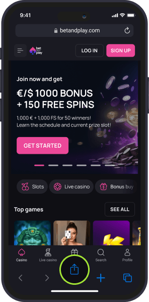 BetandPlay auf dem iPhone zum Startbildschirm hinzufügen